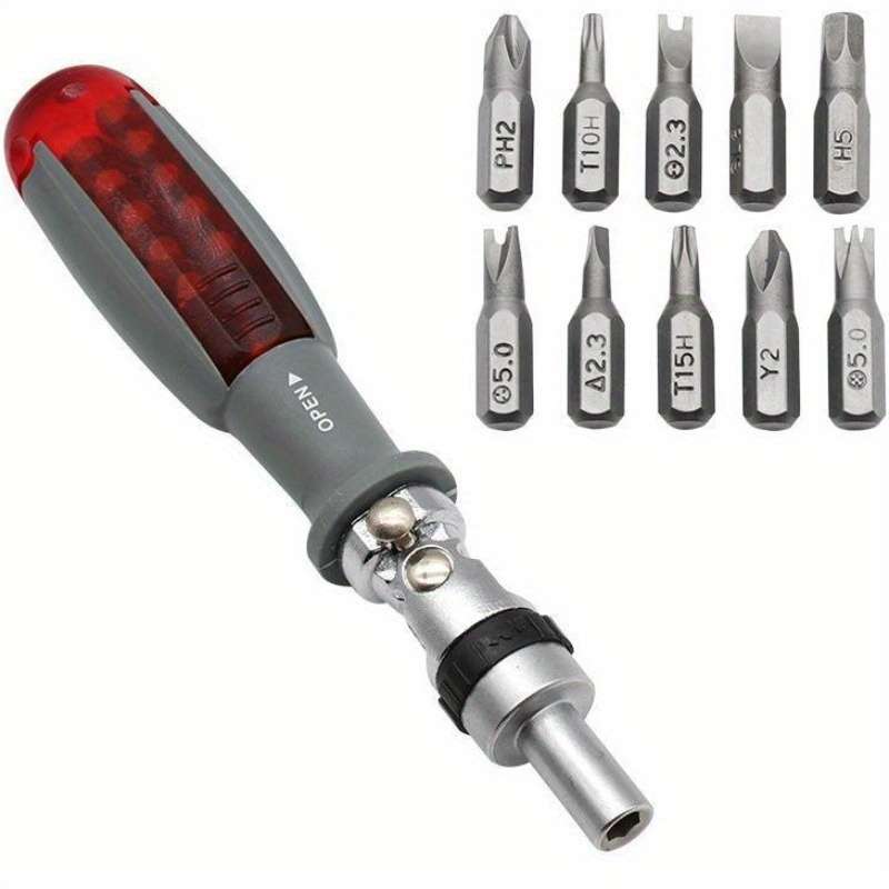 Screwdriver Bit Tool Set Color Twistable Ratchet Screwdriver 10 In 1 Upgraded Version