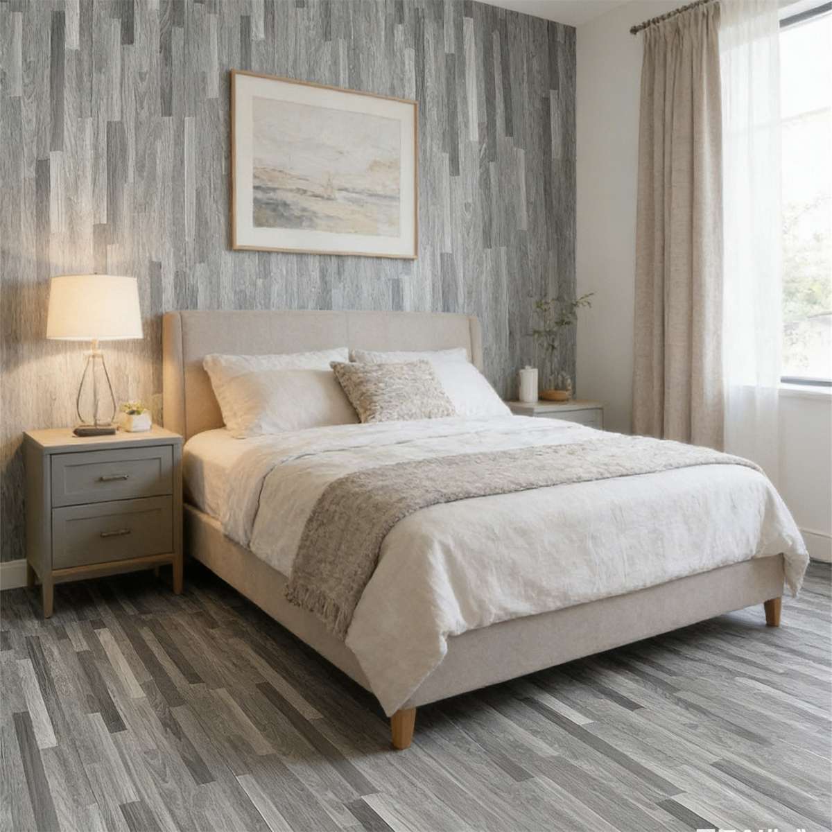 Self Adhesive Floor Stickers Parquet Light Gray 40Cm*500Cm
