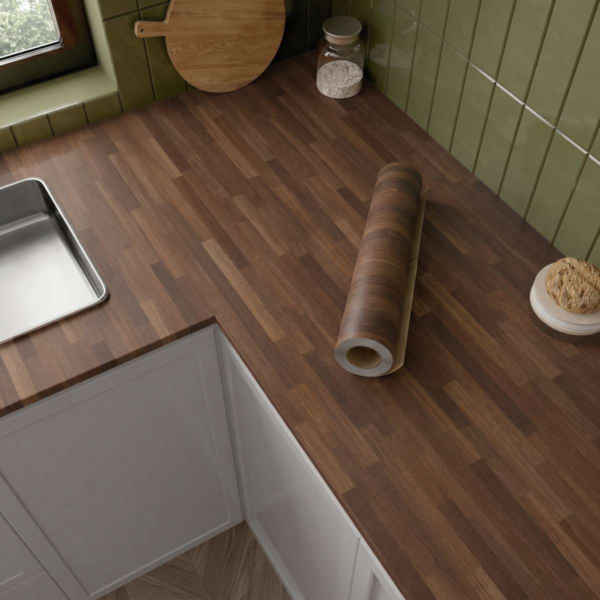 Self Adhesive Floor Stickers Parquet Walnut 40Cm*100Cm