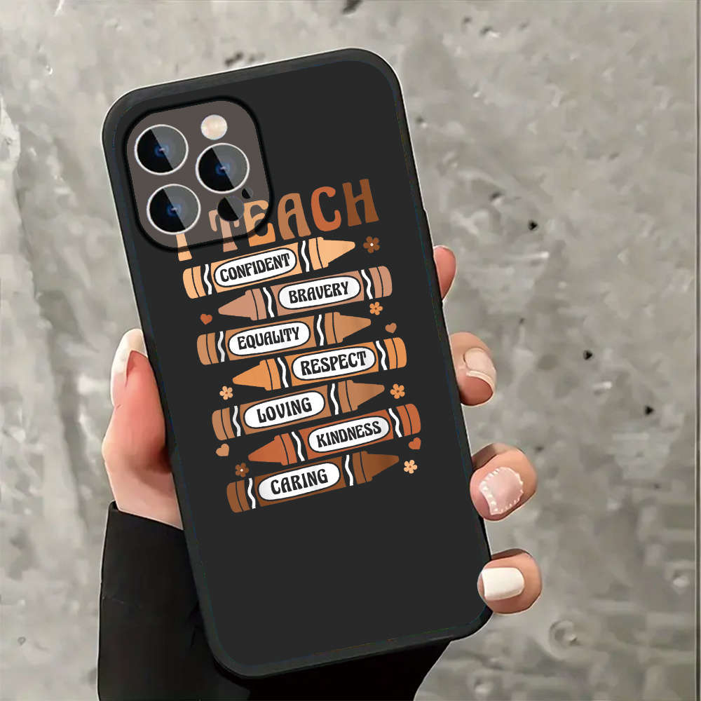 1Pc Black For iPhone 16 Pro Max Symbolize Teaching Values Phone Case