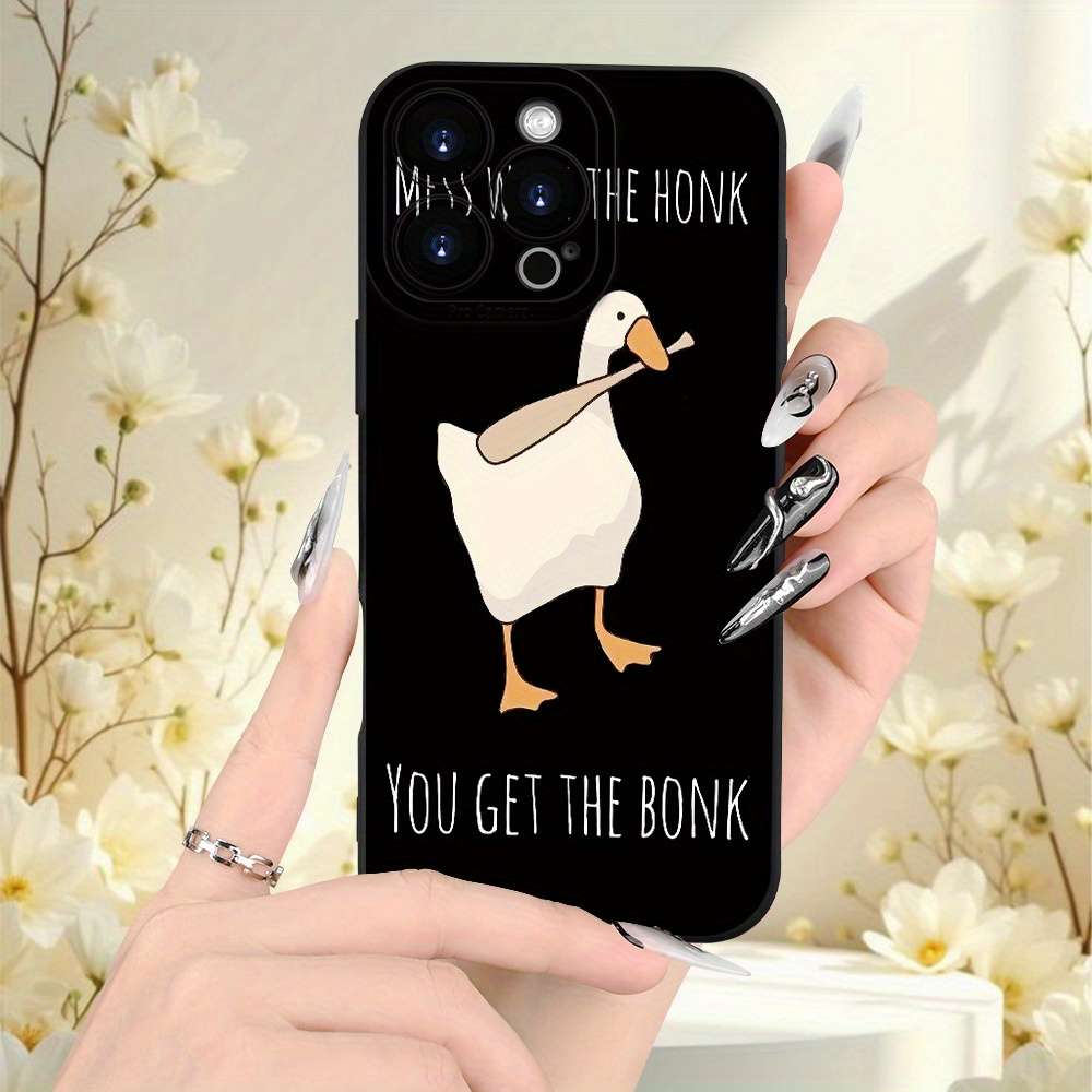 1Pc Black For iPhone 8 Plus Baseball Goose Pattern Phone Case