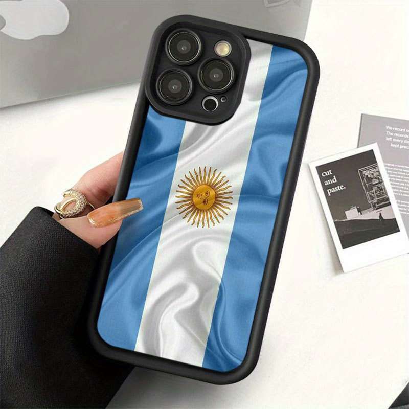 1Pc Black For iPhone 14 Argentine Flag Pattern Phone Case