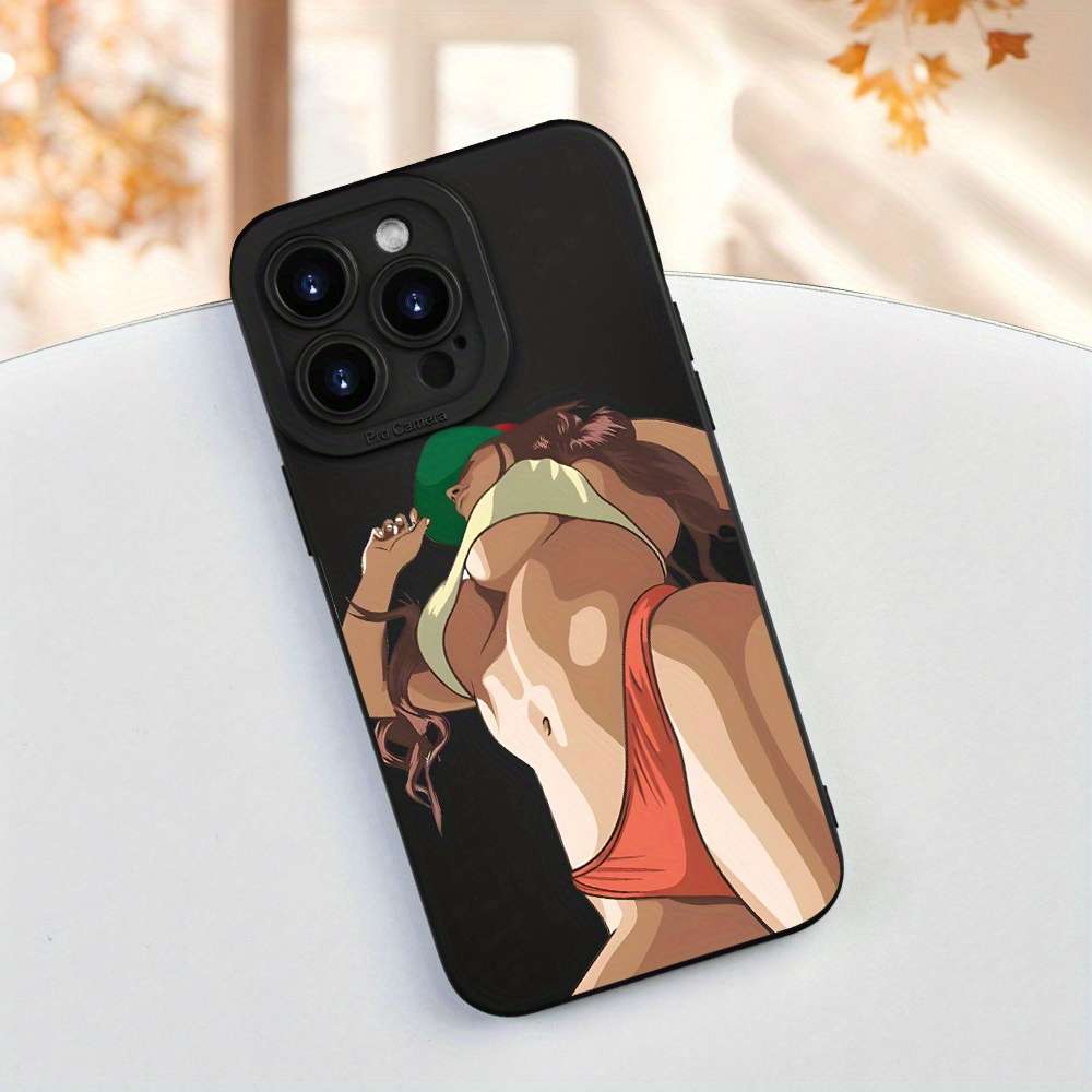 1Pc Black For iPhone 13 Trendy Patterned Phone Case