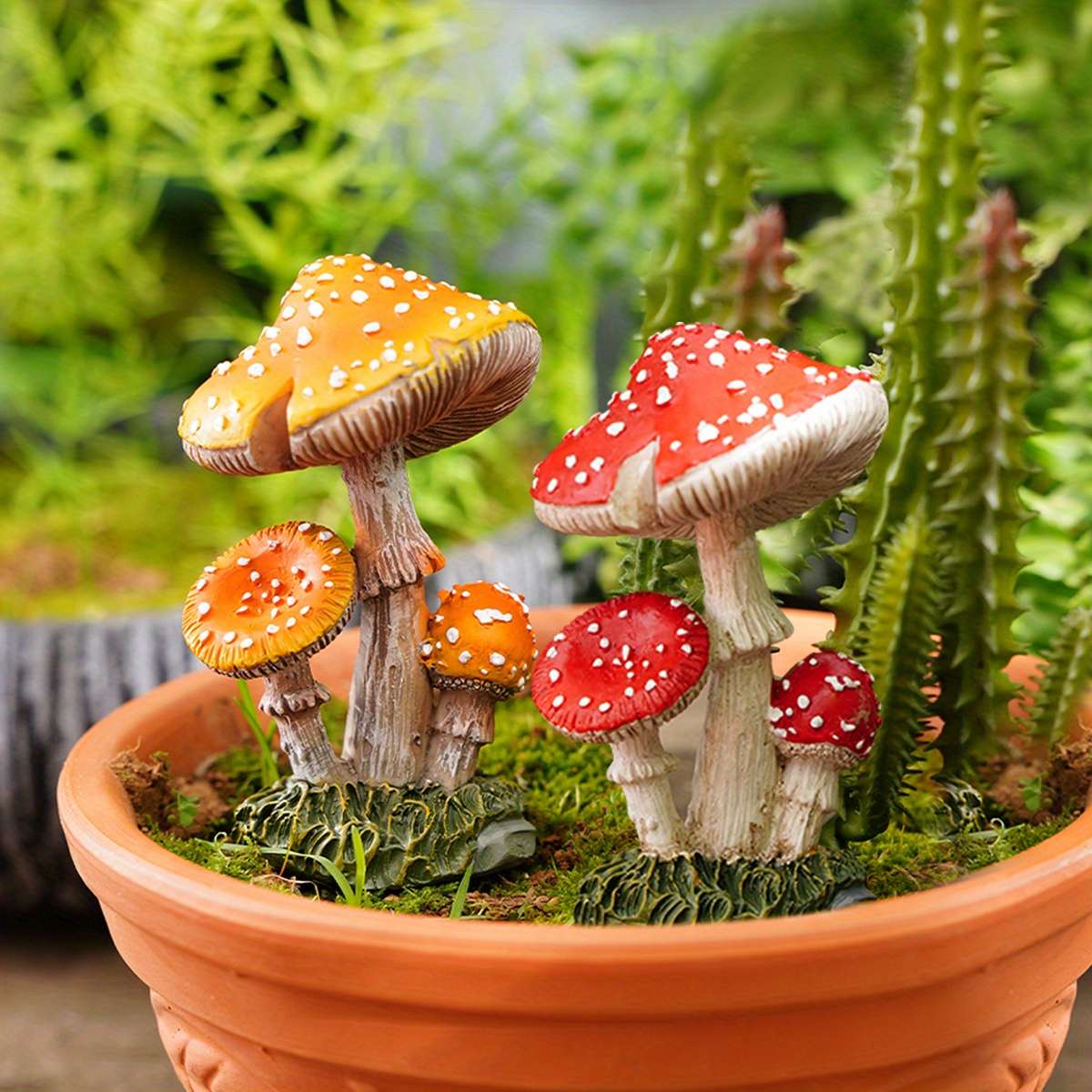3D Simulation Of Three Small Mushrooms