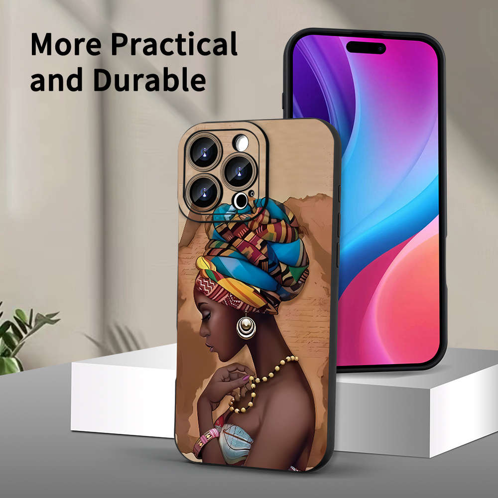1Pc Black For iPhone 14 Pro Max African Girl Phone Case