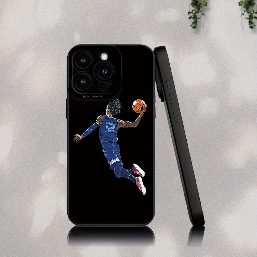 1Pc Black For iPhone 14 Plus Basketball Star Printed Phone Case