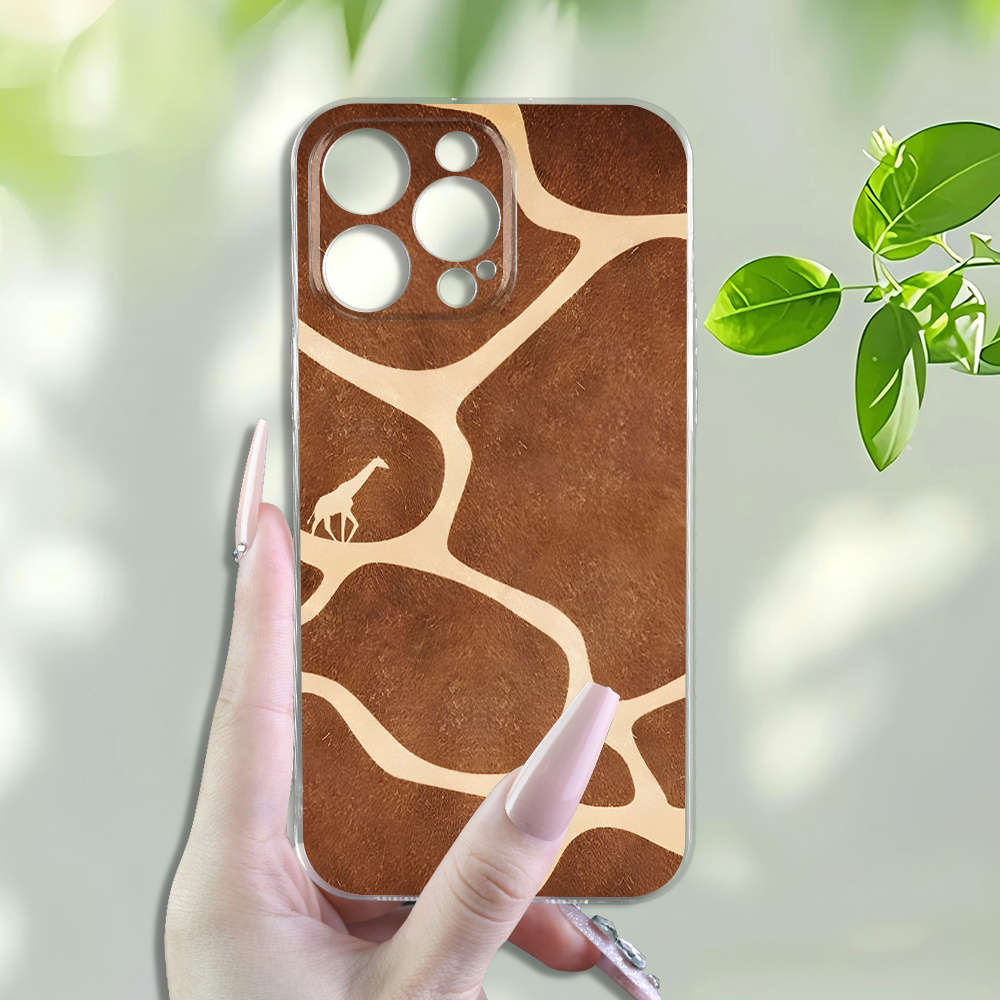 1Pc Transparent For iPhone 16 Plus Giraffe African Pattern Phone Case