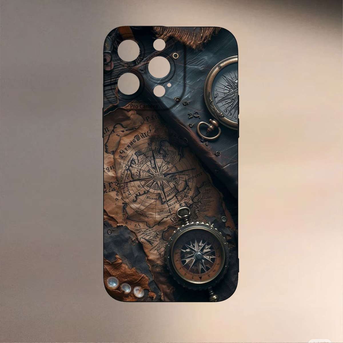 1Pc Black For iPhone 11 Pro Retro Nautical Pattern Phone Case