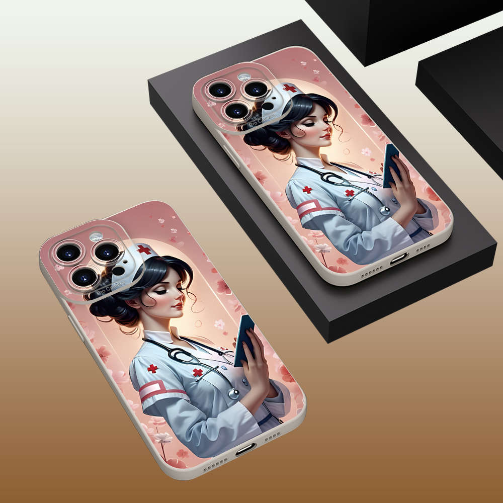 1Pc Ivory White For iPhone 13 Pro Nurse Themed Phone Case