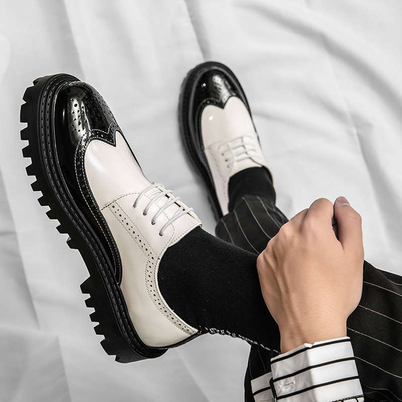 Mens Leather Shoes Color 20355 White Black Sizeuk 10.5