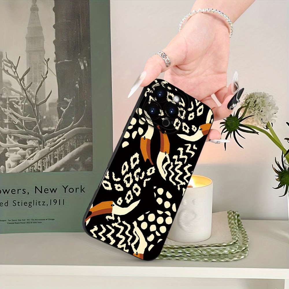 1Pc Black For iPhone 8 Plus African Style Feather Phone Case