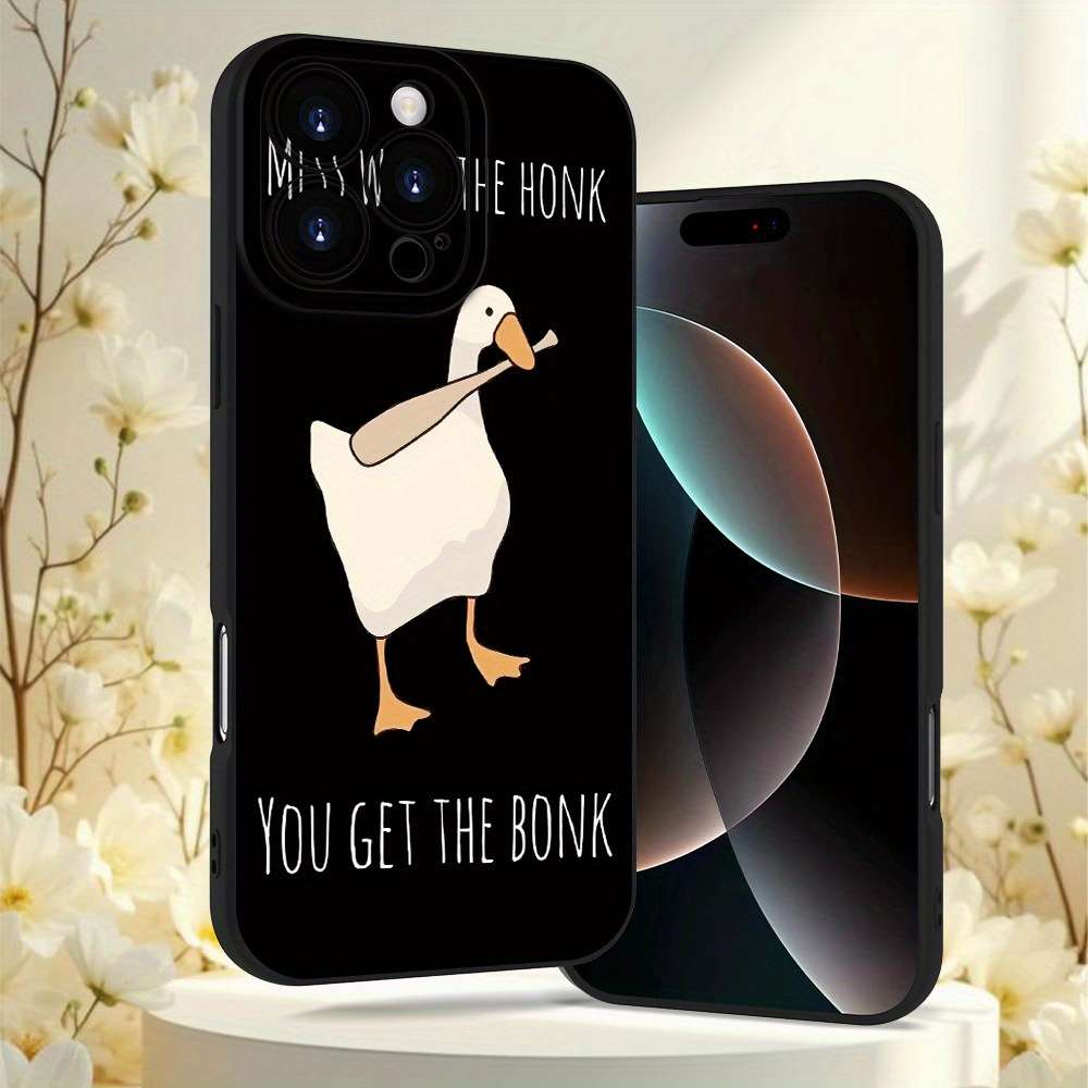 1Pc Black For iPhone 8 Plus Baseball Goose Pattern Phone Case