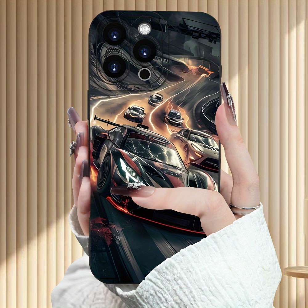 1Pc Black For iPhone 16 Plus Cool Sports Car Phone Case