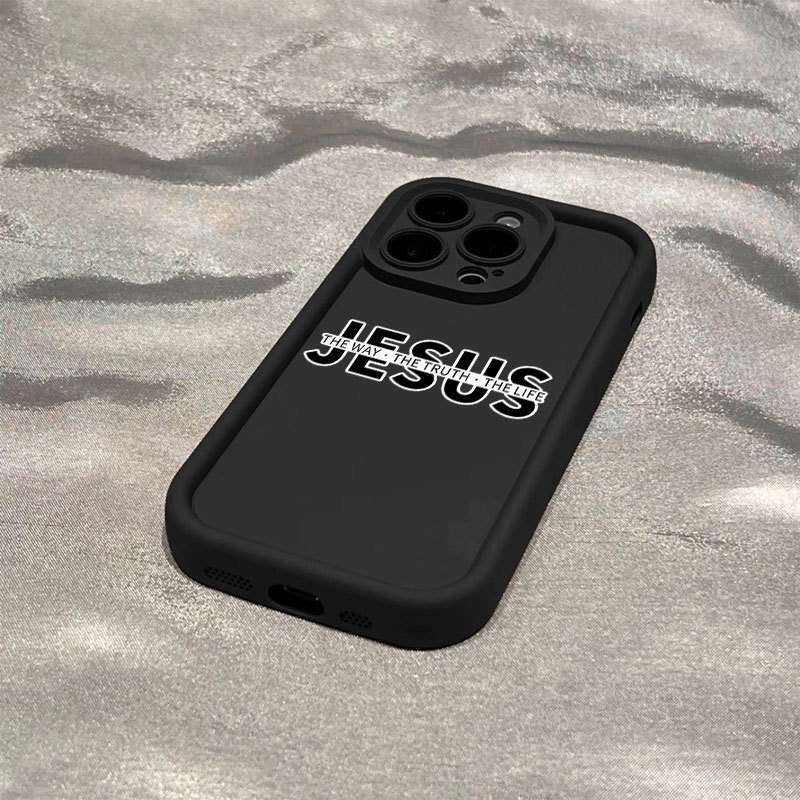1Pc Black For iPhone 15 Pro Max Jesus Design Phone Case