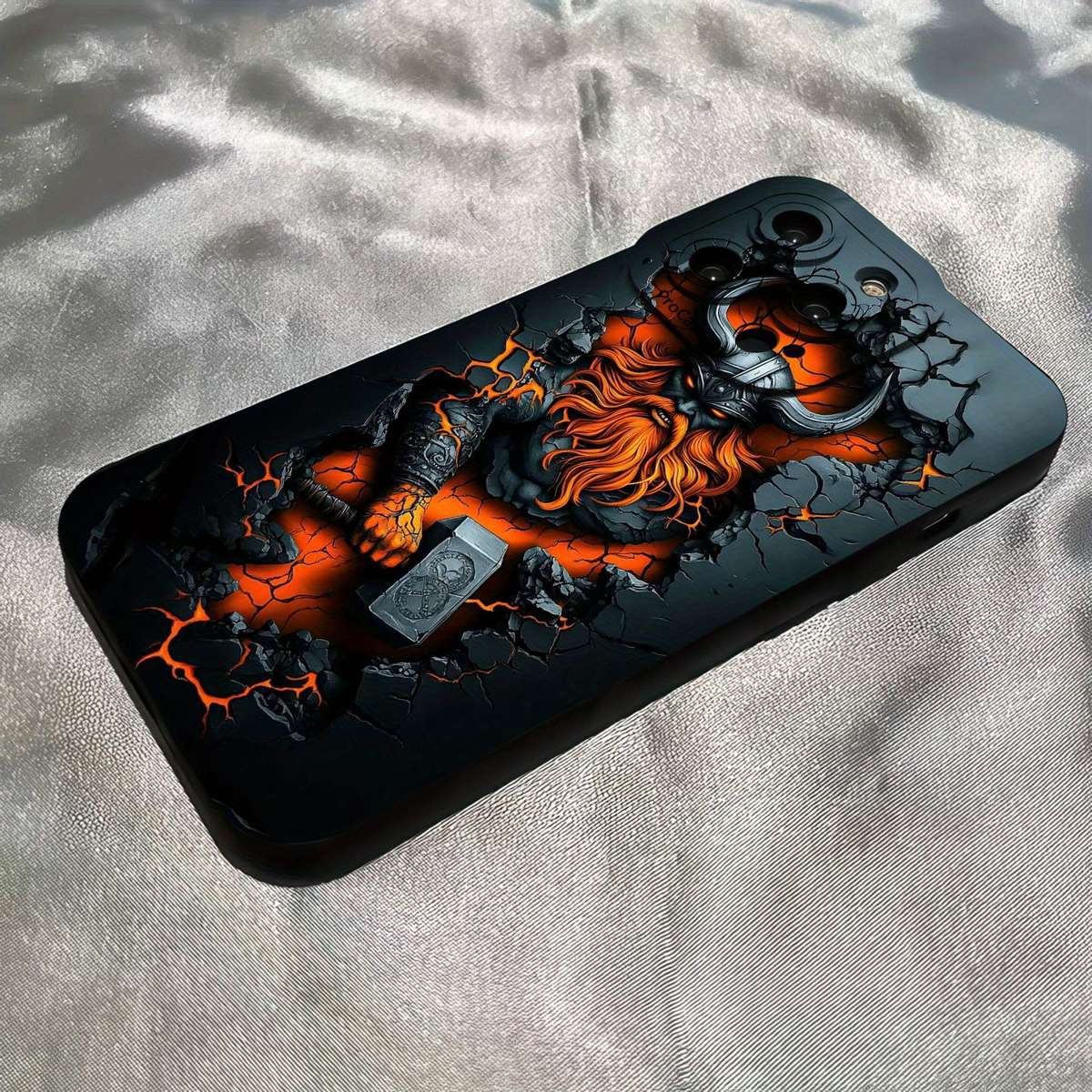 1Pc Black For iPhone 12 Pro Max Viking Pattern Phone Case