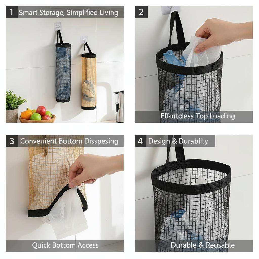 Trash Bag3Piece Set 1 Storage Bag2 Hooks