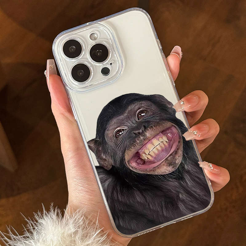 1Pc Mixed Color  For iPhone 15 Pro Gorilla Pattern Phone Case