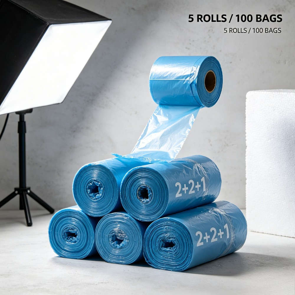 Trash Bagblue 5 Rolls100 Sheets