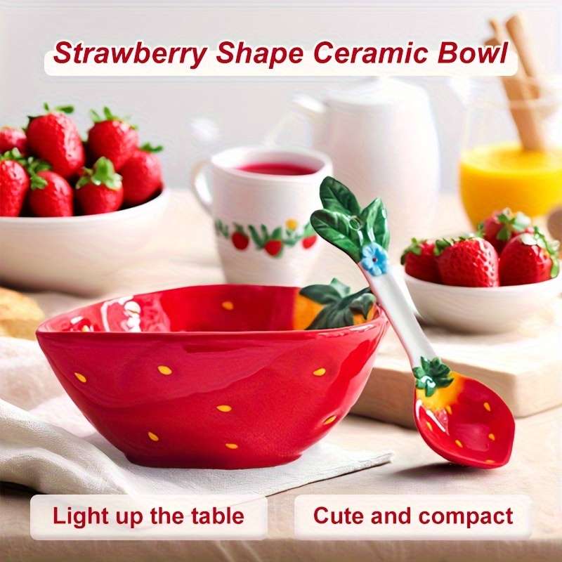 Bowl Color 2Pcssetstrawberry Bowl  Soup Spoon
