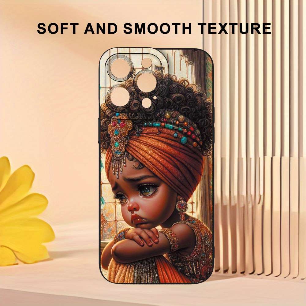 1Pc Black For iPhone 14 Plus African Girl Phone Case