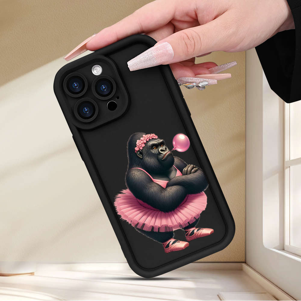 1Pc Black For iPhone 12 Dancing Gorilla Phone Case