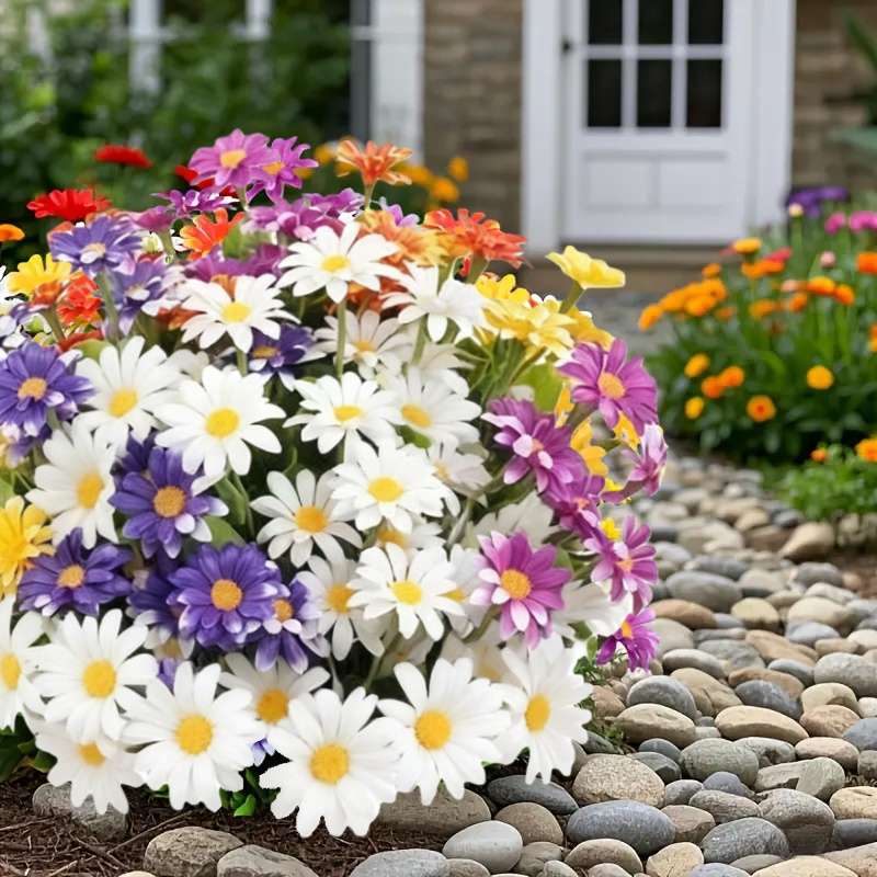Simulated Flower Color 5 Bunches Of Beautiful Flowers