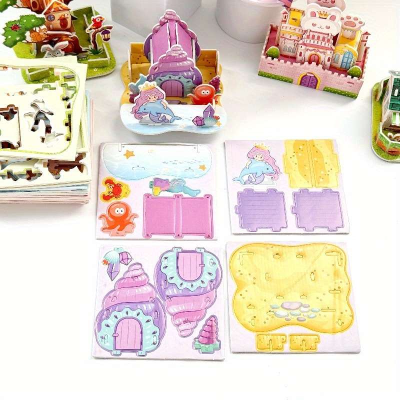 3D Building Model Puzzle Set Model Random Quantity 4 Pcs