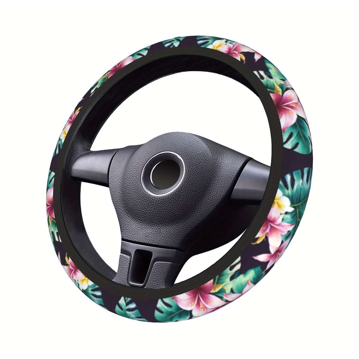 Car Steering Wheel Cover Black Size One Size
