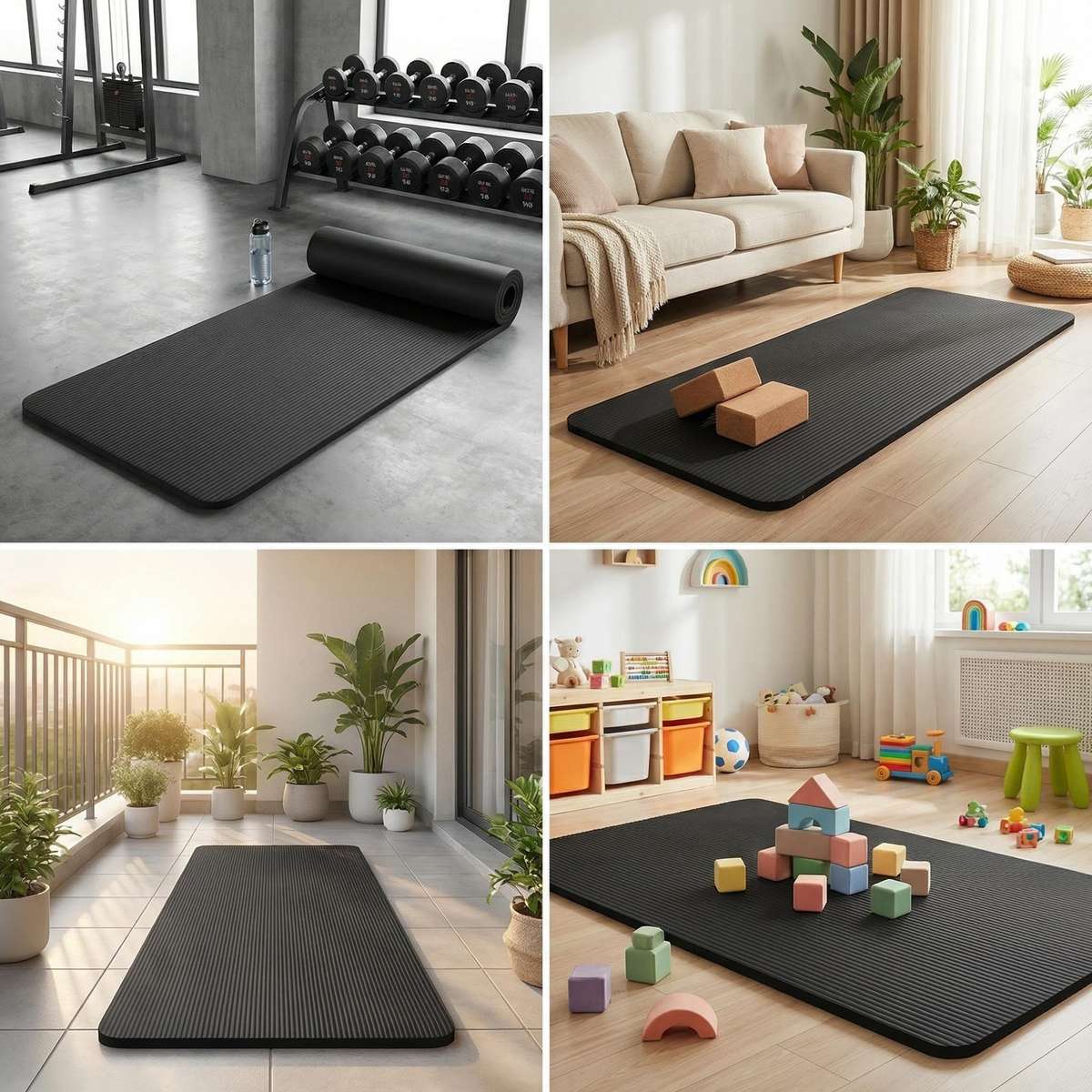 Yoga Mat Exclusive Premium Luxury Quality 5 Style Thickened Black
