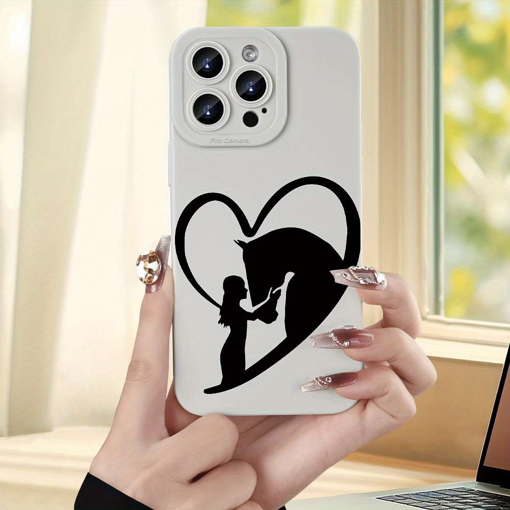 1Pc Ivory White For iPhone 12 Horse Themed Protective Phone Case