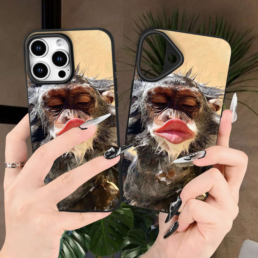 1Pc Black For iPhone 14 Pro Max Funny Kiss Pattern Phone Case