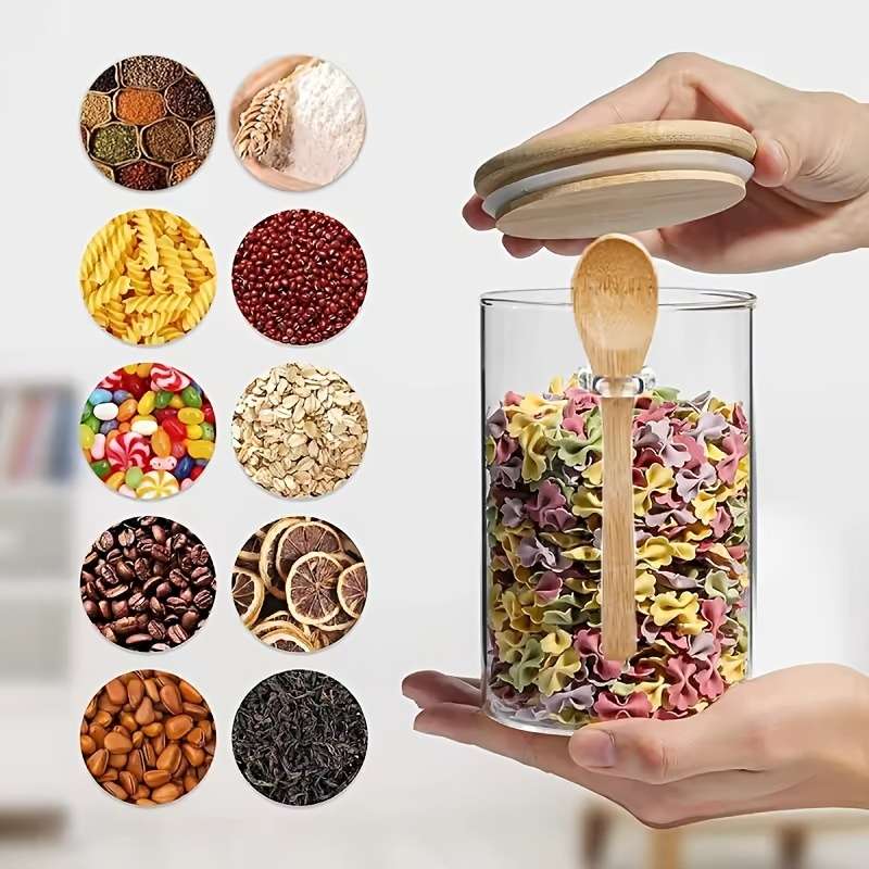 Sealed Jar Model 3 Pieces 1 Jar  1 Lid  1 Spoon
