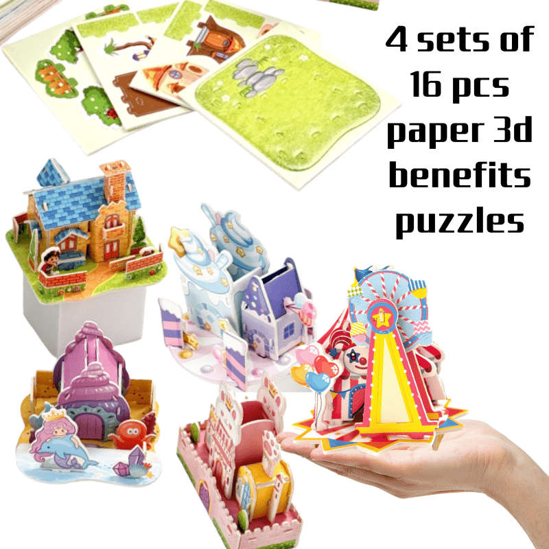 3D Building Model Puzzle Set Style Random Quantity 4 Pcs