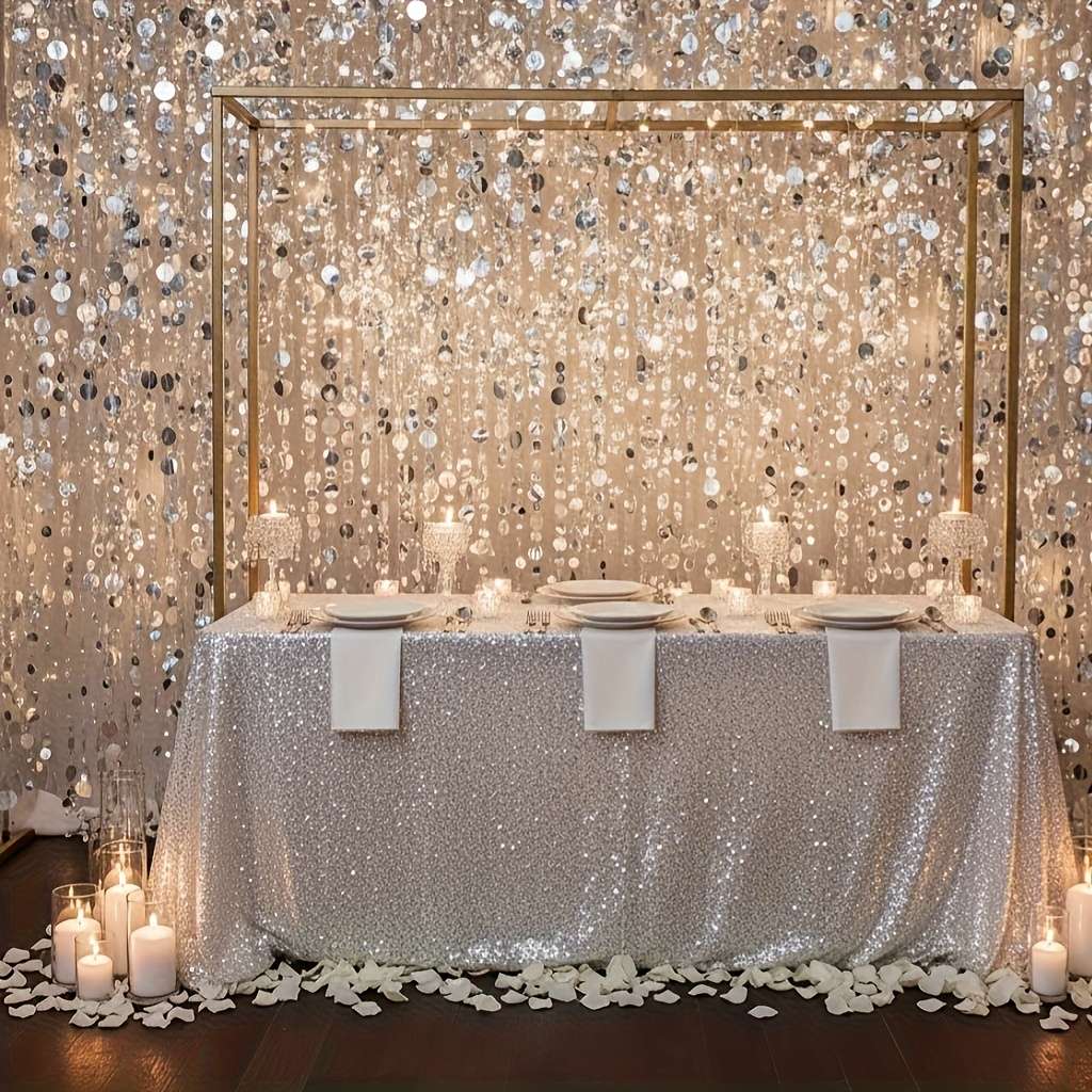 6Pcs Versatile Superior Luxury Silvery Sequin Five Piece For Special Occasions