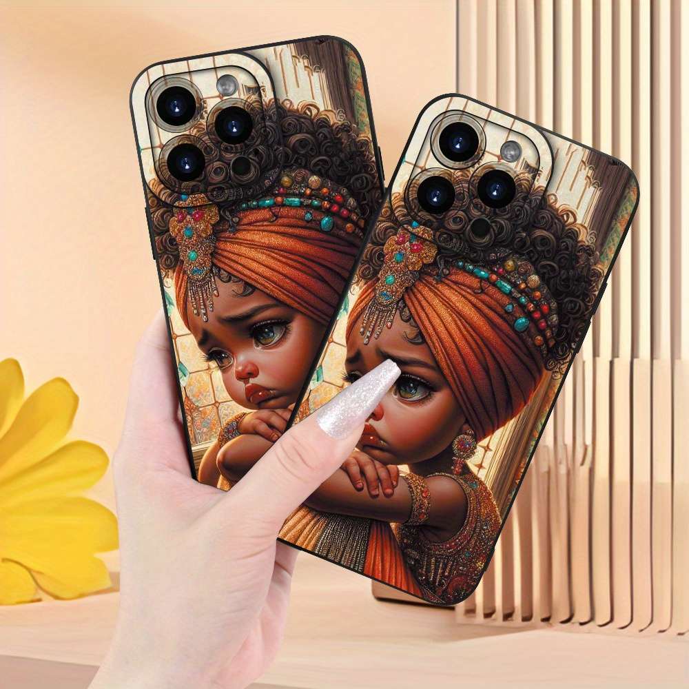 1Pc Black For iPhone 14 Plus African Girl Phone Case