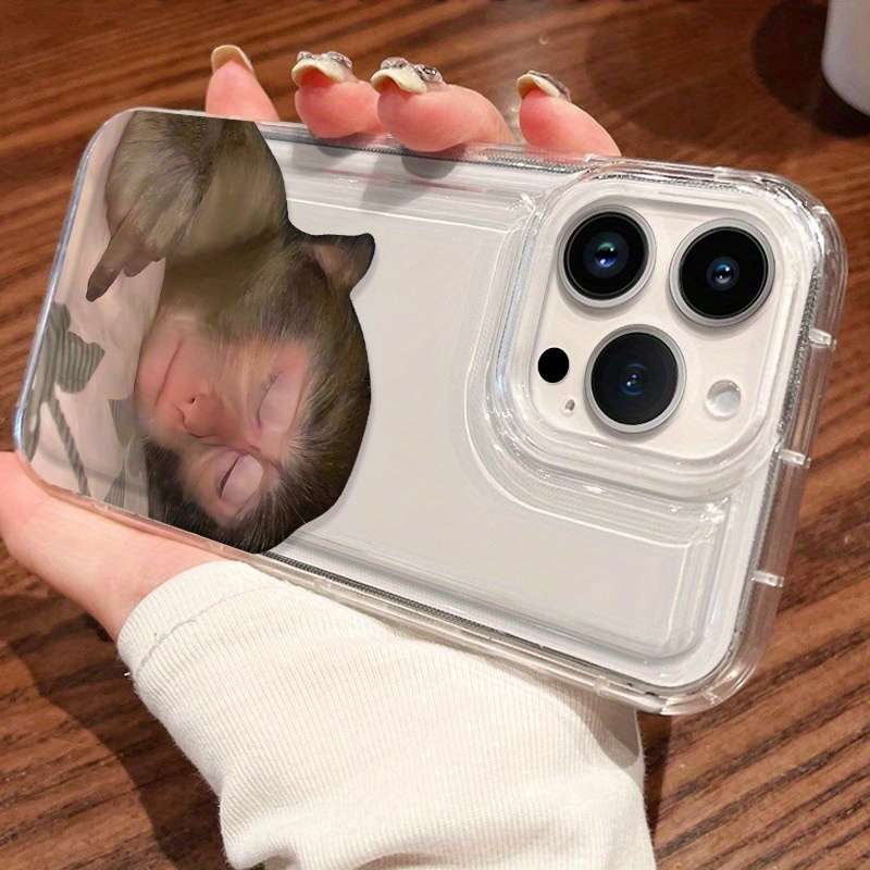 1Pc Transparent For iPhone XS Max Sleeping Monkey Phone Case