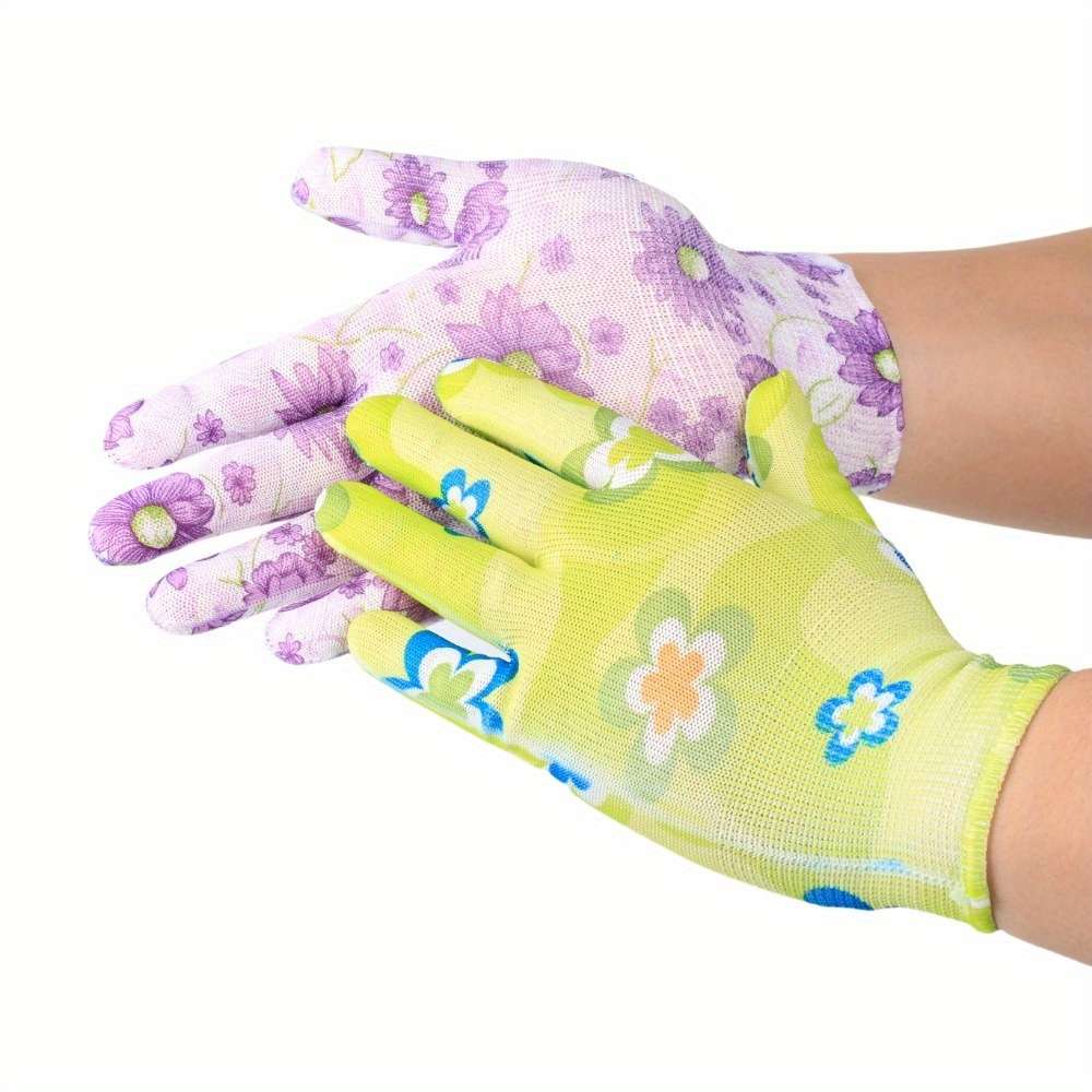 5 Pairs Flower Leopard Texture Size L Household Cleaning Gloves