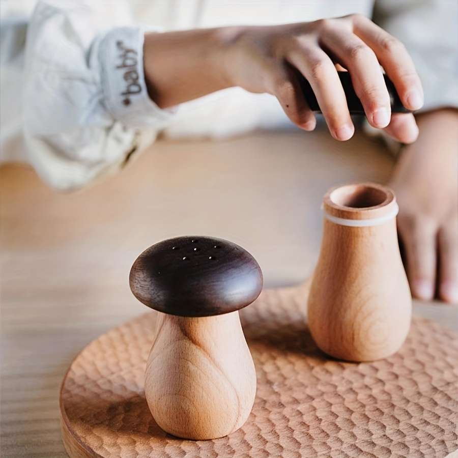 1pc Charming Mushroom-Shaped Solid Wood Toothpick Holder The Perfect Choice for Home Kitchen