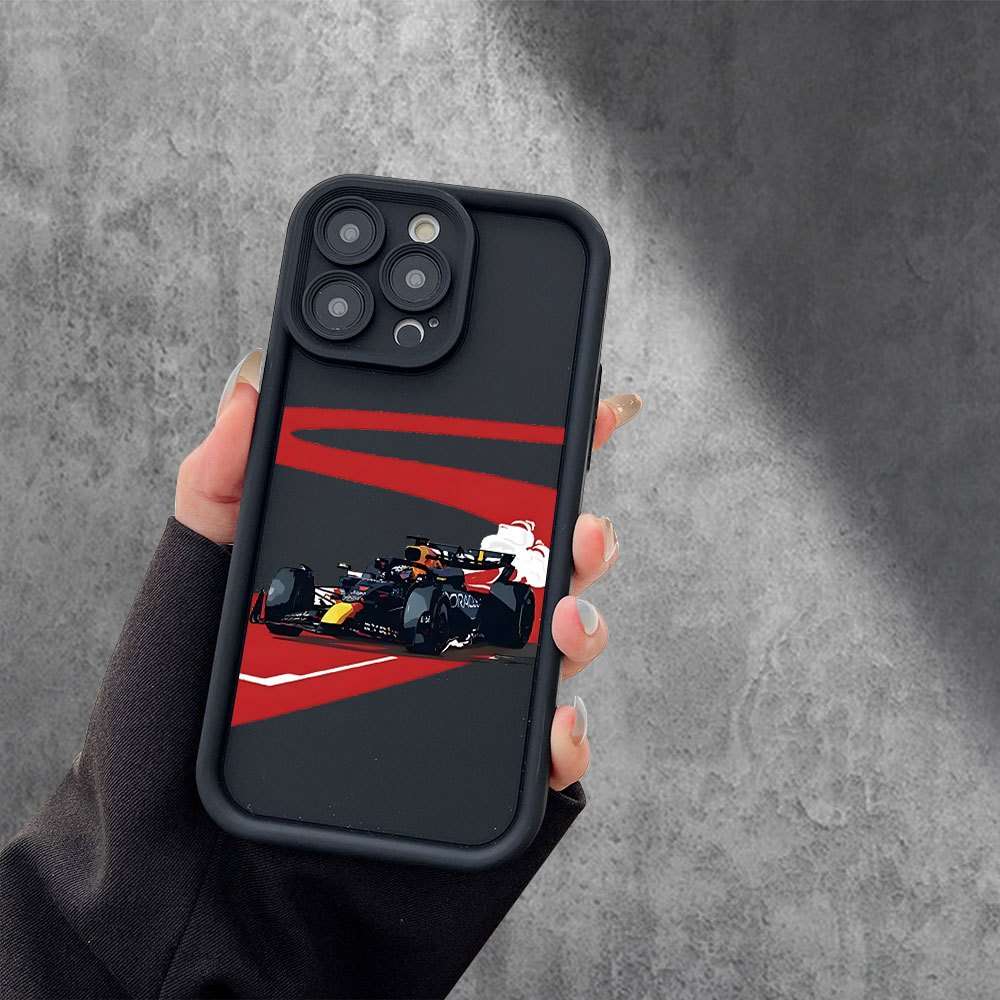 1Pc Black For iPhone 14 Cool Racing Car Design Phone Case