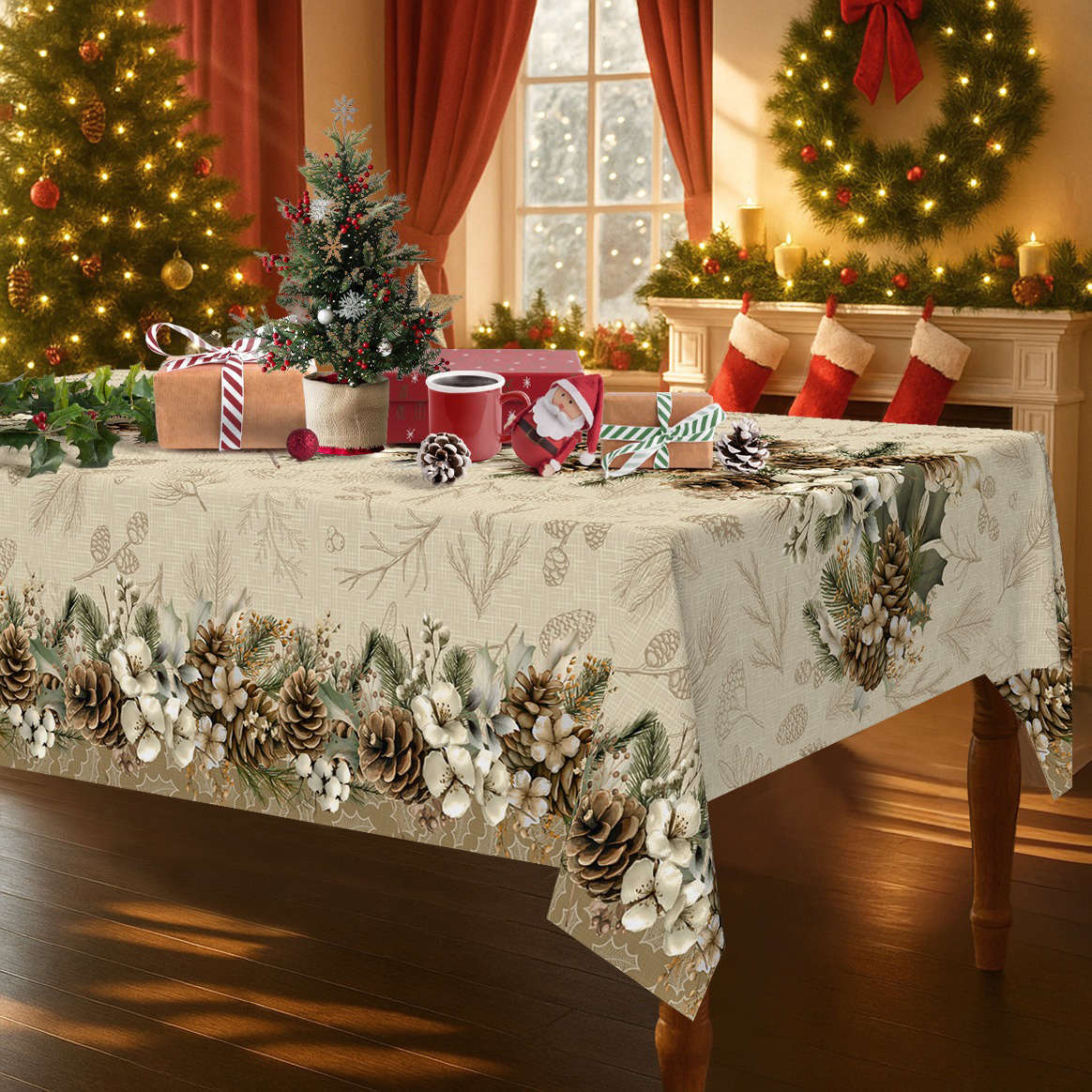 Christmas Tablecloth Size 100X150Cm