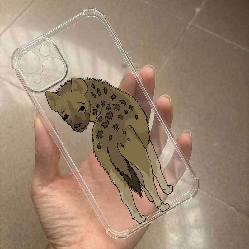 1Pc Transparent For iPhone 14 Pro Max African Wild Dog Pattern Phone Case