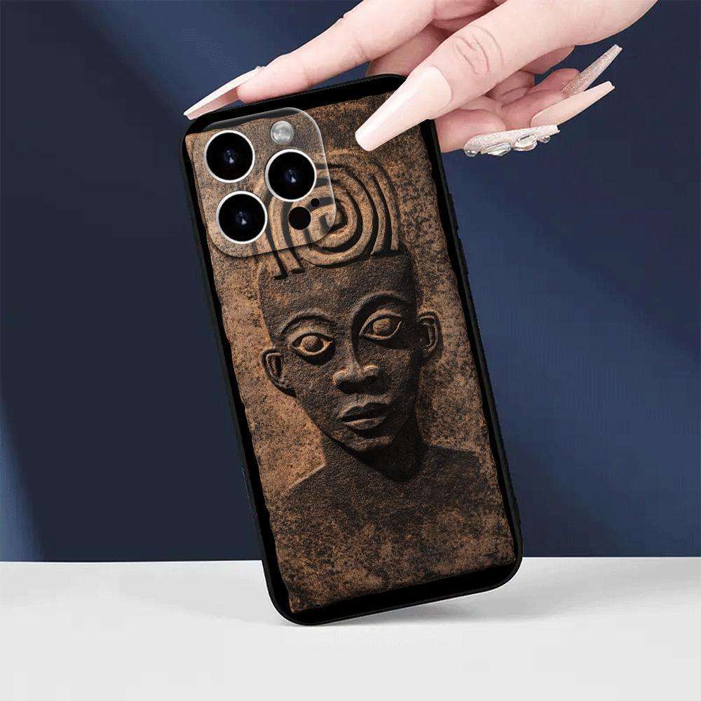 1Pc Black For iPhone 16 Plus Vintage African Fabric Phone Case