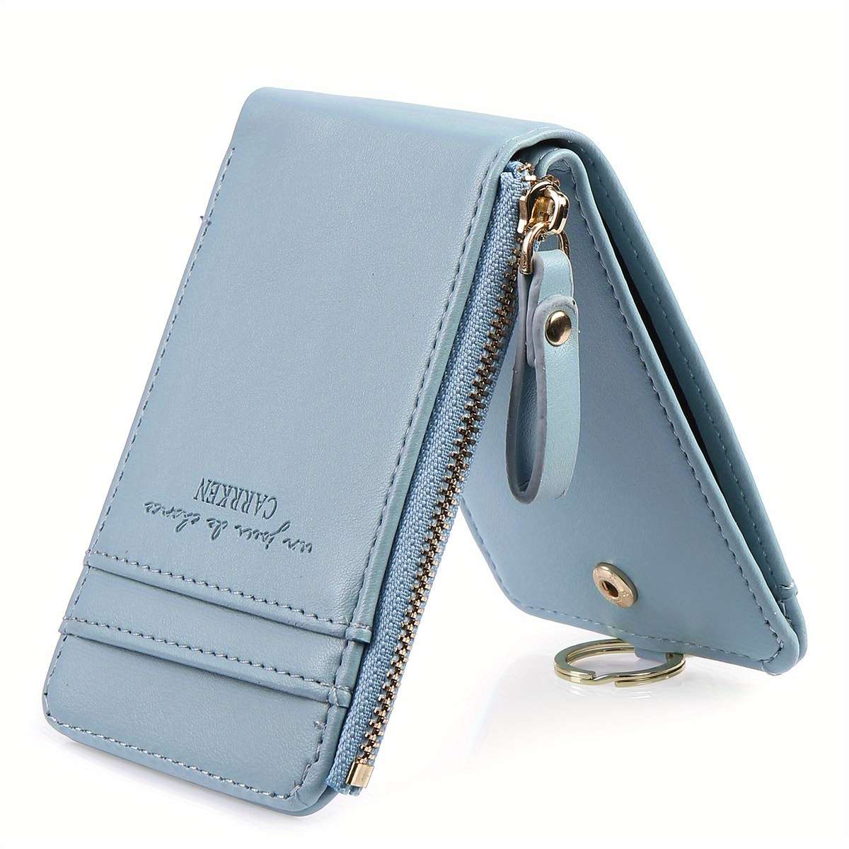 Carrken Elegant Compact Womens Wallet With Multiple Zippers Snap Buttons Large Capacity For