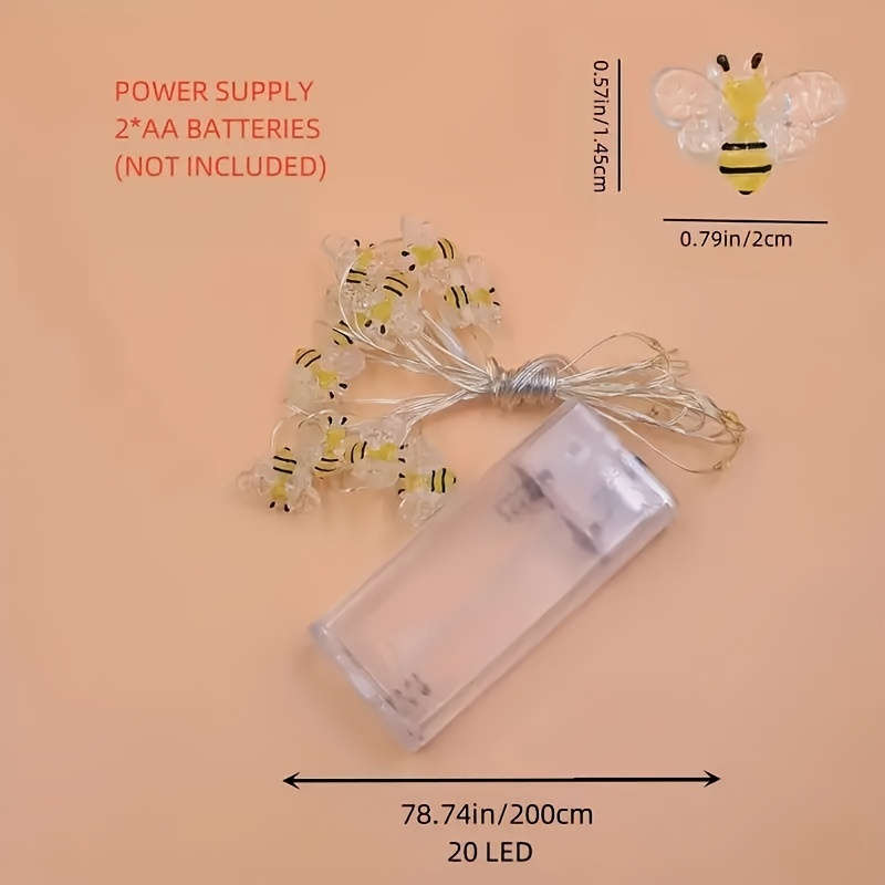 20Led Elegant Cute Bee Shaped String Lights Ideal For Outdoor Garden