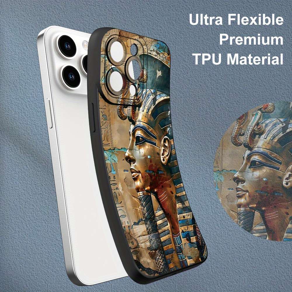 1Pc Black For iPhone 14 Plus Egyptian Pharaoh Phone Case