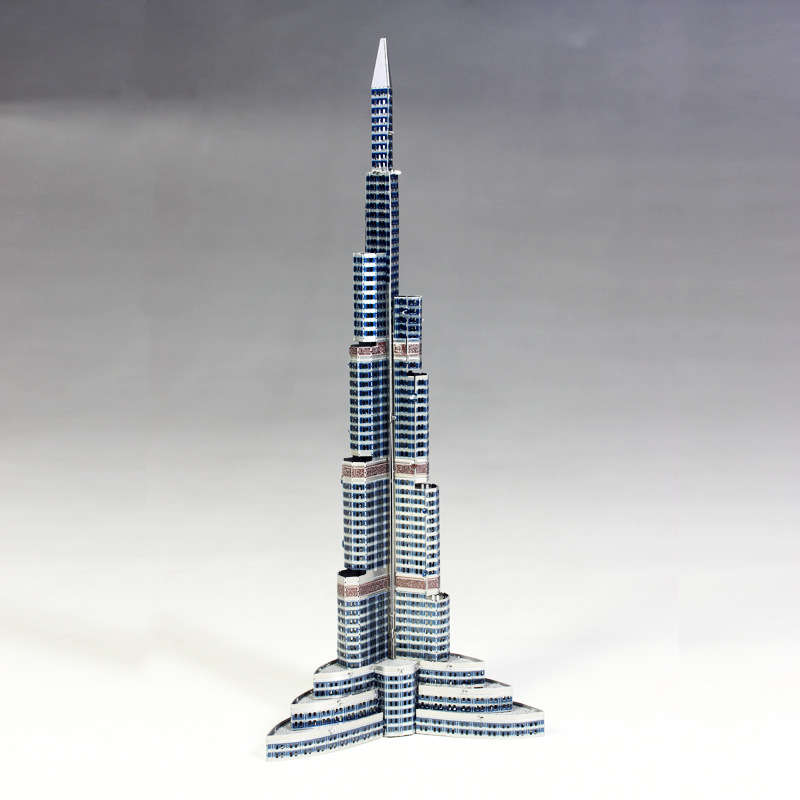3D Building Model Puzzle Set Color Silver Burj Dubai  Without Tools