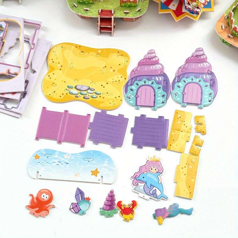 3D Building Model Puzzle Set Model Random Quantity 4 Pcs