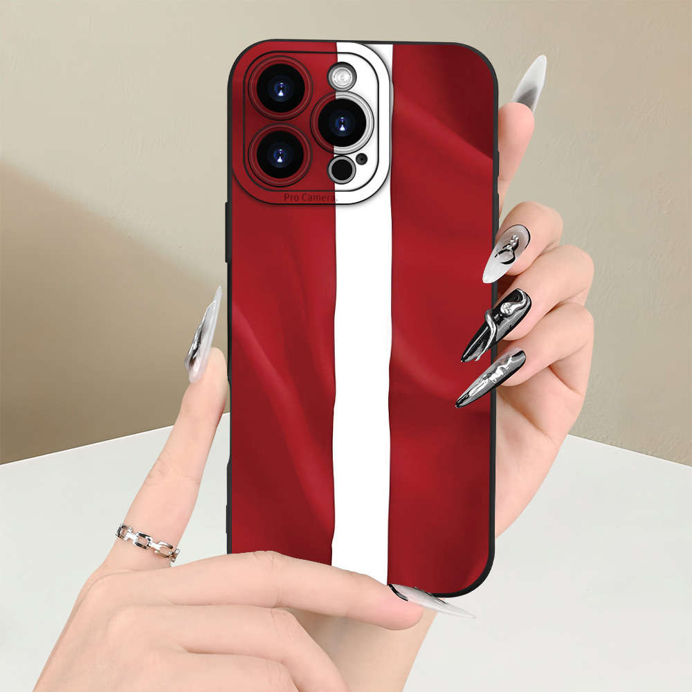 1Pc Black For iPhone 16e Austrian Flag Pattern Phone Case