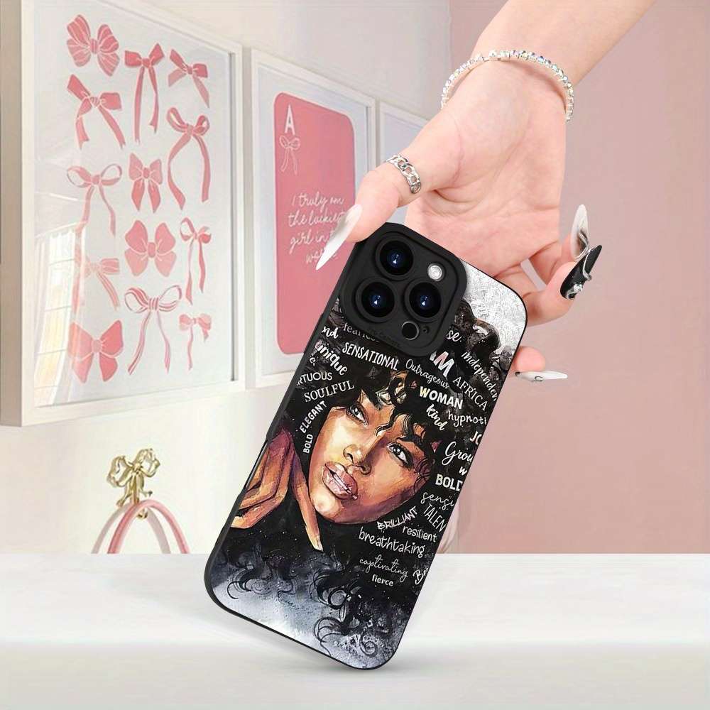 1Pc Black For iPhone 12 Pro Max African Girl Phone Case