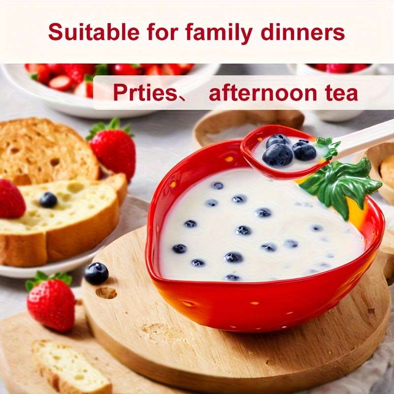 Bowl Color 2Pcssetstrawberry Bowl  Soup Spoon
